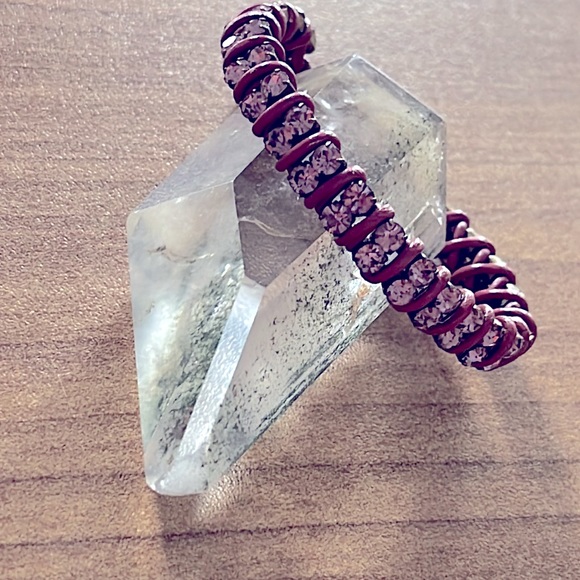 Fossil Pink Leather Bracelet With Crystals - Picture 6 of 6